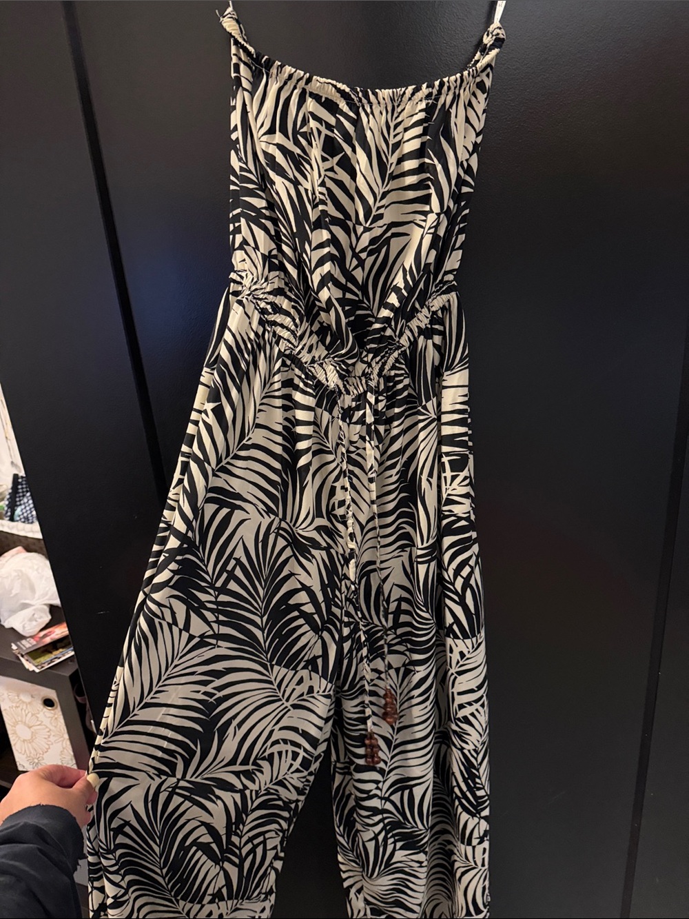 Black and White Tropical Print Women's romper